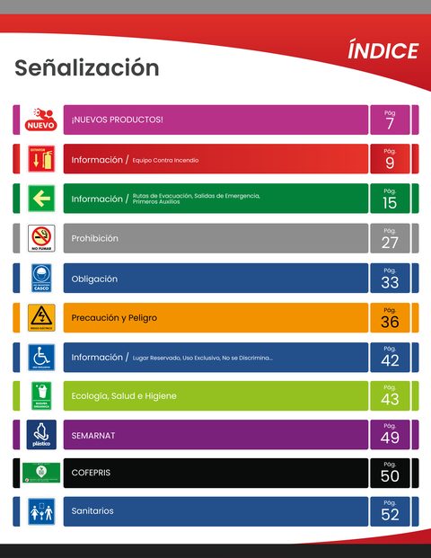Página 3 del catálogo: Señalización de la A a la M