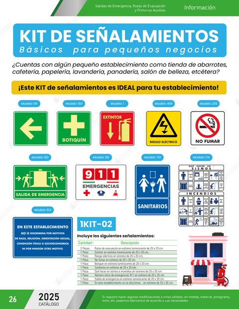 Página 26 del catálogo: Kit de señalamientos básicos