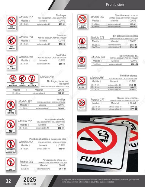 Página 32 del catálogo: Prohibido fumar y afines