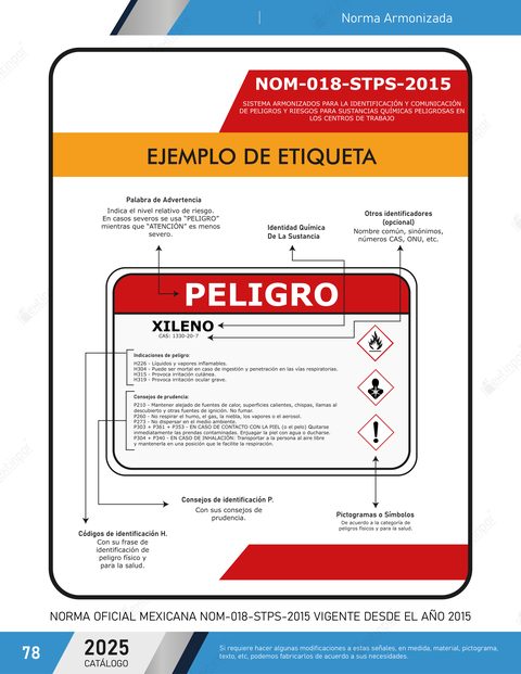 Página 78 del catálogo: Etiquetas GHS · NOM-018-STPS